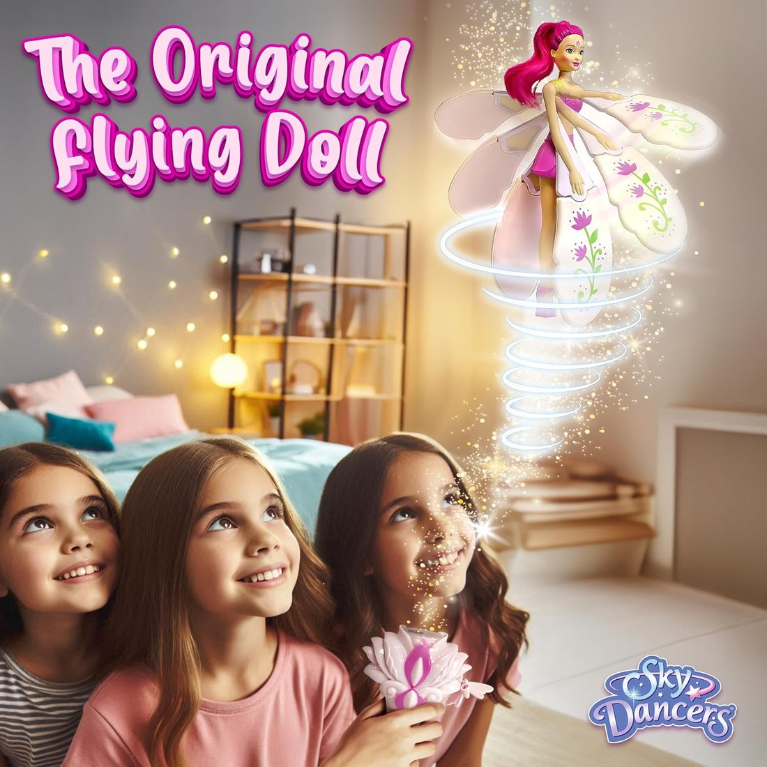 Sky Dancers Fuchsia Fantasy flying doll on her launcher